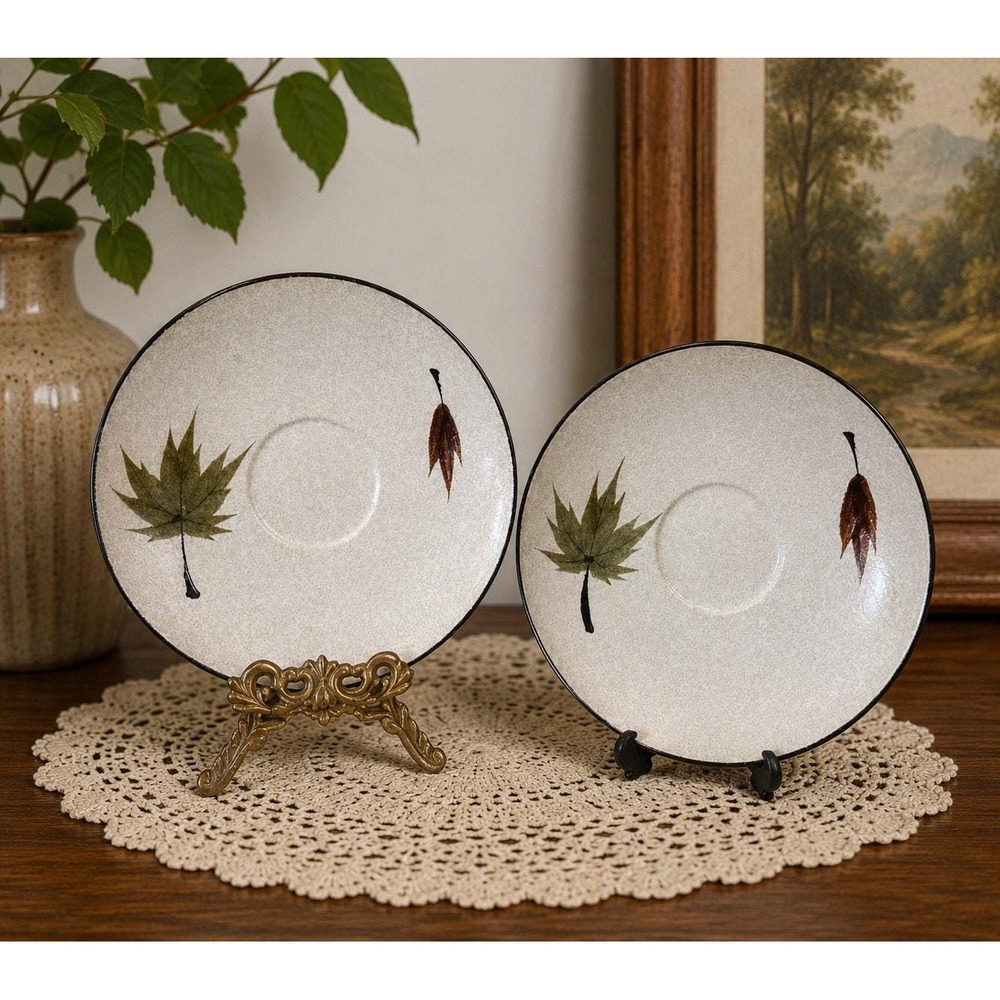 Vtg Harmony House Maple Leaf Saucer Japan 4102 Stoneware 6" (2)